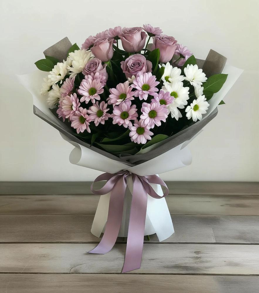 Букет цветов из: Хризантемы и Розы в Красногвардейский