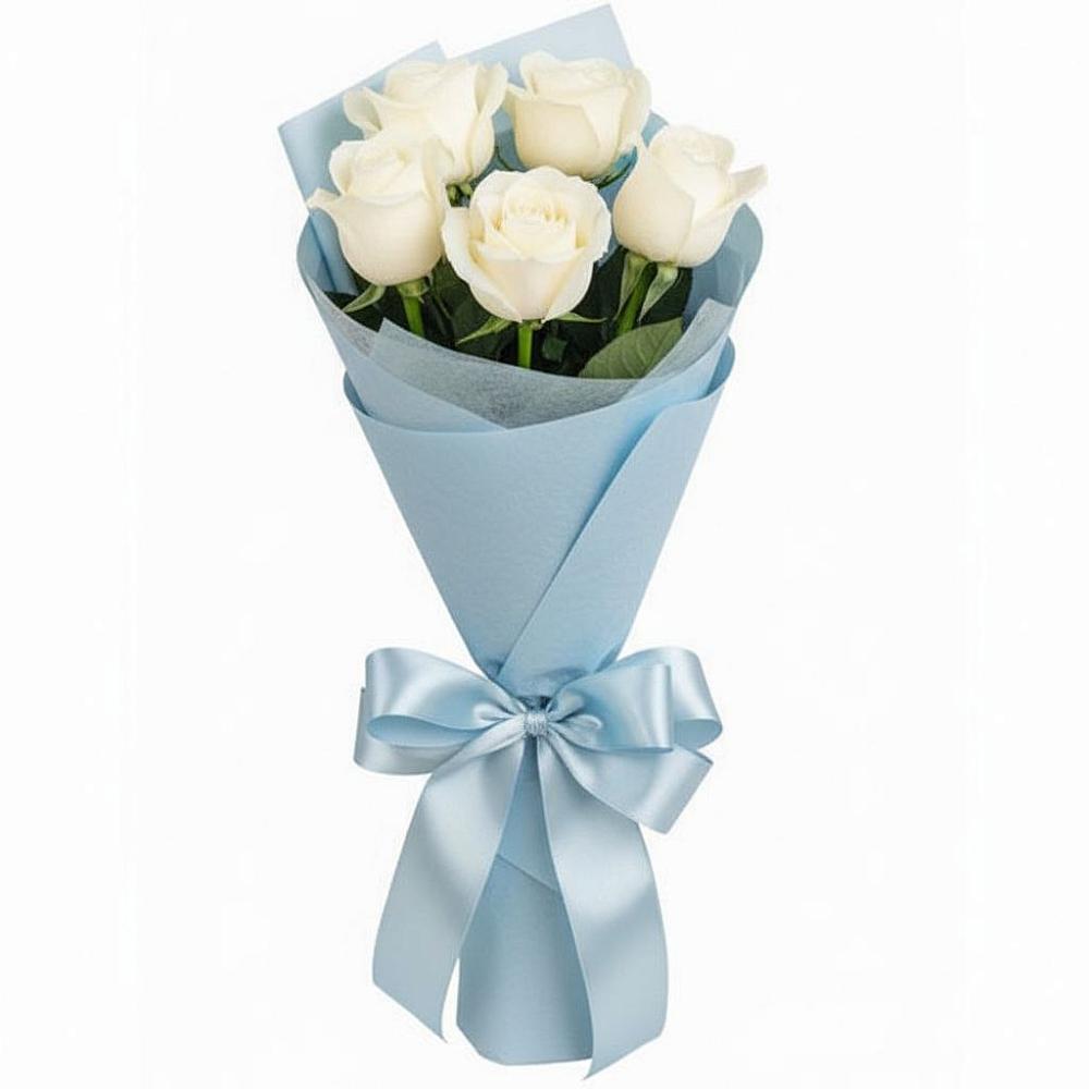 Букет 5 Белых роз Проуд в Красногвардейский