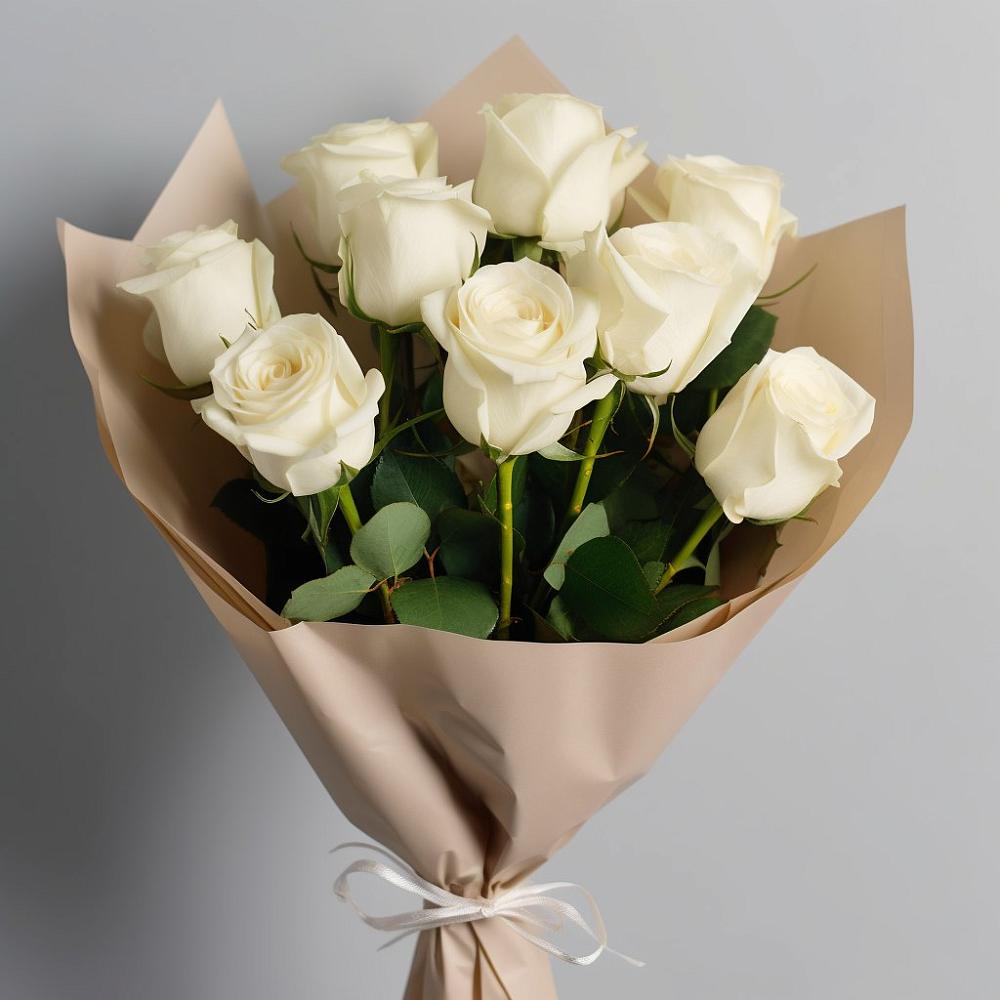 Букет 9 Белых роз Эдлесс Лав в Красногвардейский