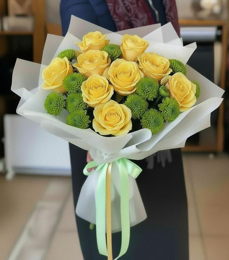 Букет цветов из: Хризантемы и Розы в Красногвардейский