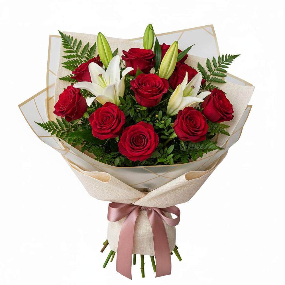 Букет цветов из: Лилии и Розы в Красногвардейский