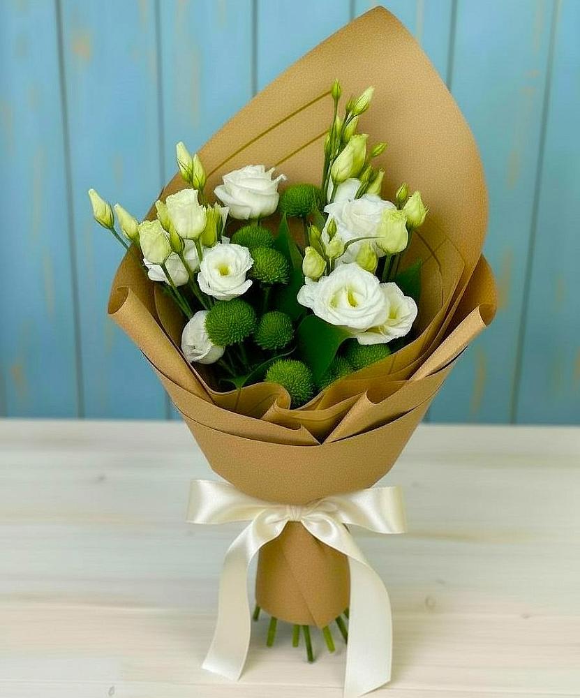 Букет цветов из: Хризантемы и Лизиантусы в Красногвардейский