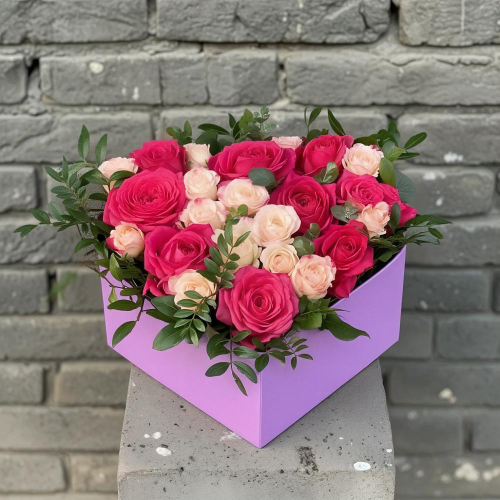 Цветочная композиция из Розы в коробке в Красногвардейский