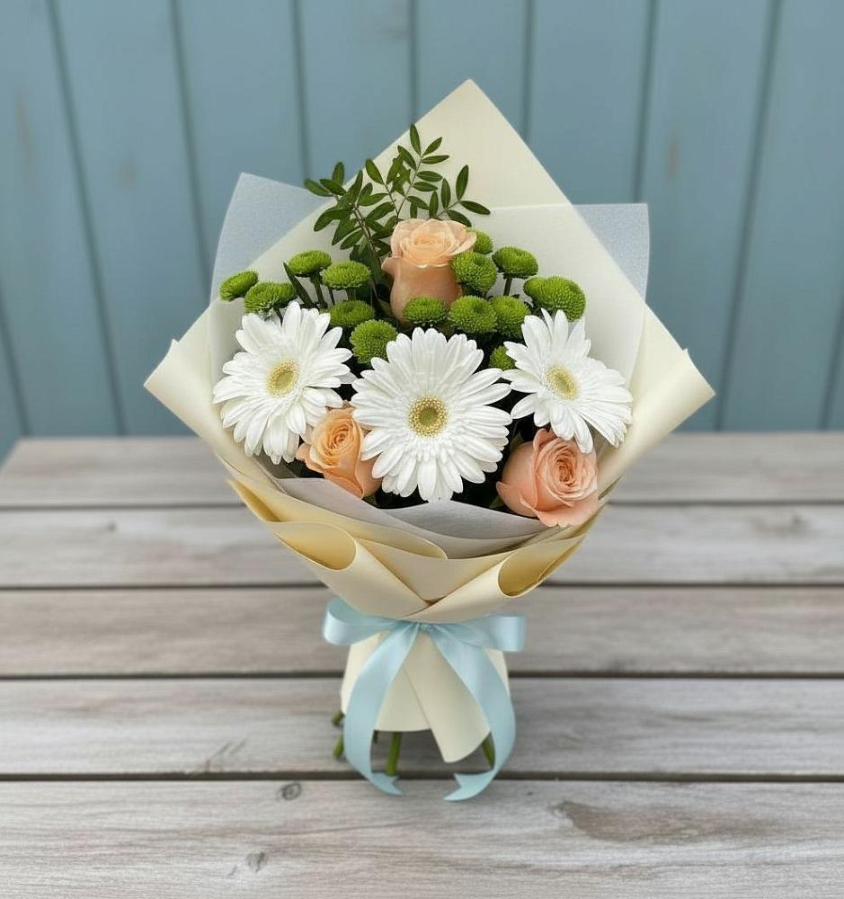 Букет цветов из: Герберы, Розы и Хризантемы в Красногвардейский