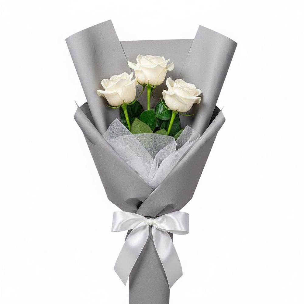 Букет 3 белые розы в Красногвардейский