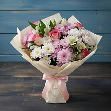 Букет цветов из:  Хризантемы, Альстромерии и Розы в Красногвардейский