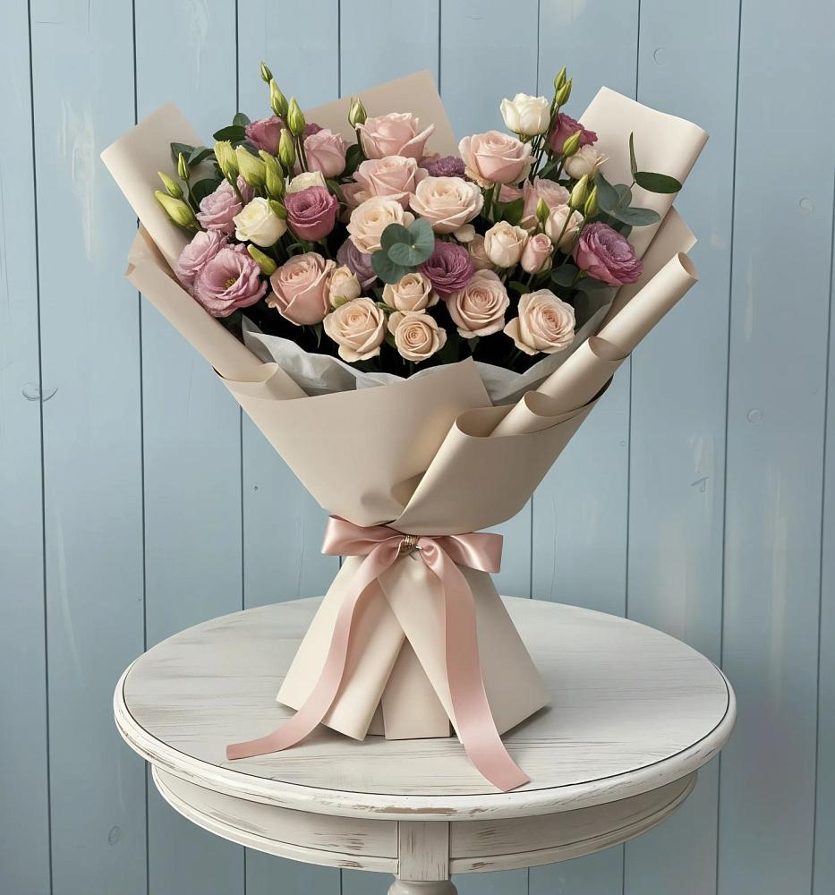 Букет цветов из: Розы и Лизиантусы в Красногвардейский