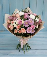 Букет цветов из:  Хризантемы, Розы и Альстромерии #REPLACE_PRED# Красногвардейский