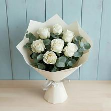 Букет Белые розы в Эвкалипте #REPLACE_PRED# Красногвардейский