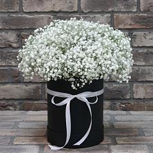 Цветочная композиция из Гипсофила в шляпной коробке в Красногвардейский