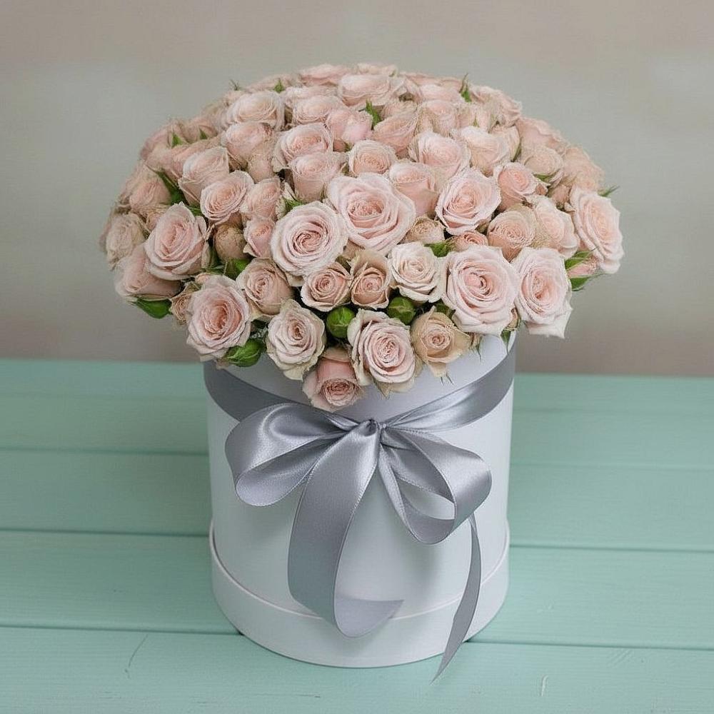 Цветочная композиция из Розы в шляпной коробке в Красногвардейский